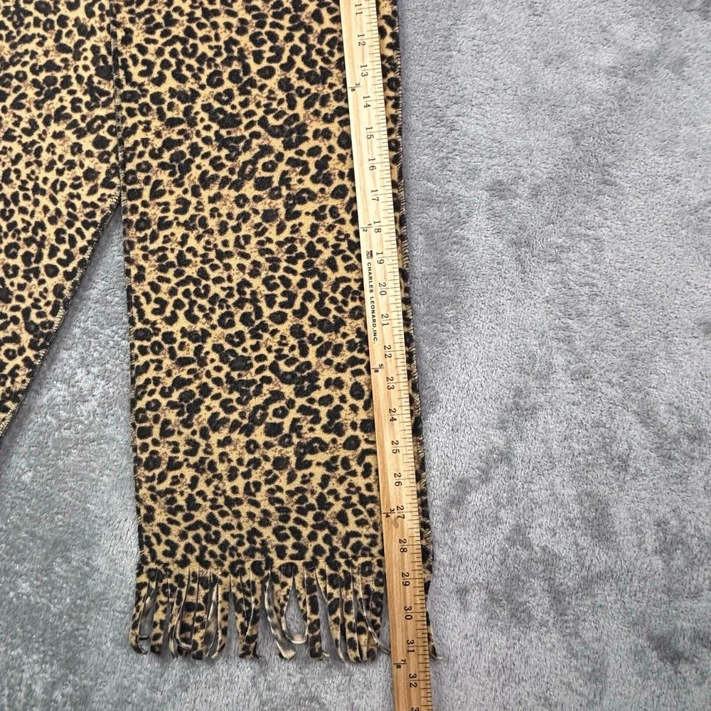Merona Leopard Print‎ Fleece Scarf Brown Tan Animal Print Fringe Trim One Size
